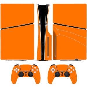 Skin Wrap for PS5 Slim Disc Console, Vinyl Decal Protective Sticker Cover for Wireless Controller (Orange)