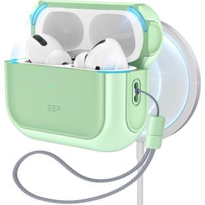 ESR for AirPods Pro 2 Case, Compatible with Airpods Pro Case 2nd / 1st Generation (2023/2022/2019), Compatible with MagSafe, Full Drop Protection Cover with Lanyard, Light Green
