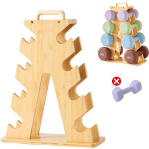 Wooden Dumbbell Rack for Home Gym Storage  Space-Saving A-Frame Stand for Organizing 815lb Weights, Protects Dumbbells from Scratches, Compact & Stylish Workout Storage (Rack Only)