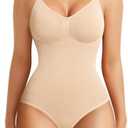 BRABIC Womens' Seamless Sleeveless V-Neck Bodysuit Shapewear Tummy Control Size M-L