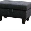 Ottoman Storage Ottoman Bench Linen Footrest Footstool with Hinged Lid for Living Room, Bedroom, Entryway, Black Grey, 28.5"X19"X17.5"