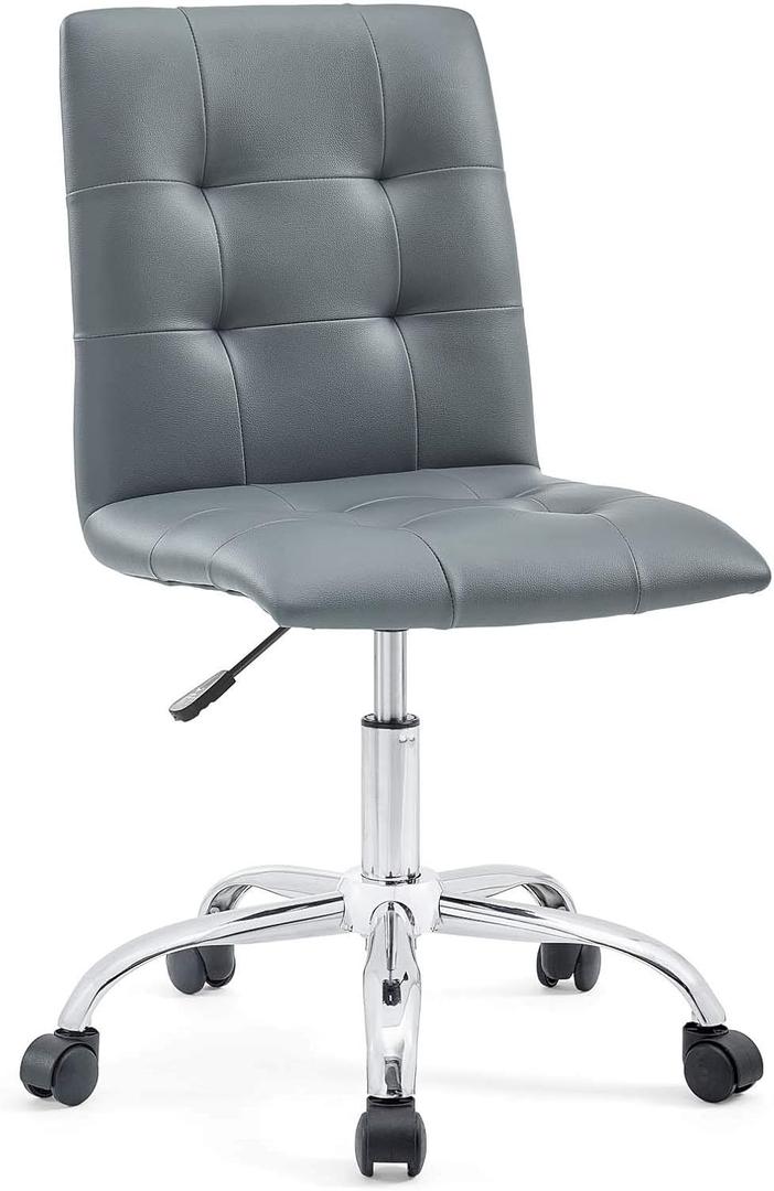 Modway Prim Ribbed Armless Mid Back Swivel Conference Office Chair In Gray 