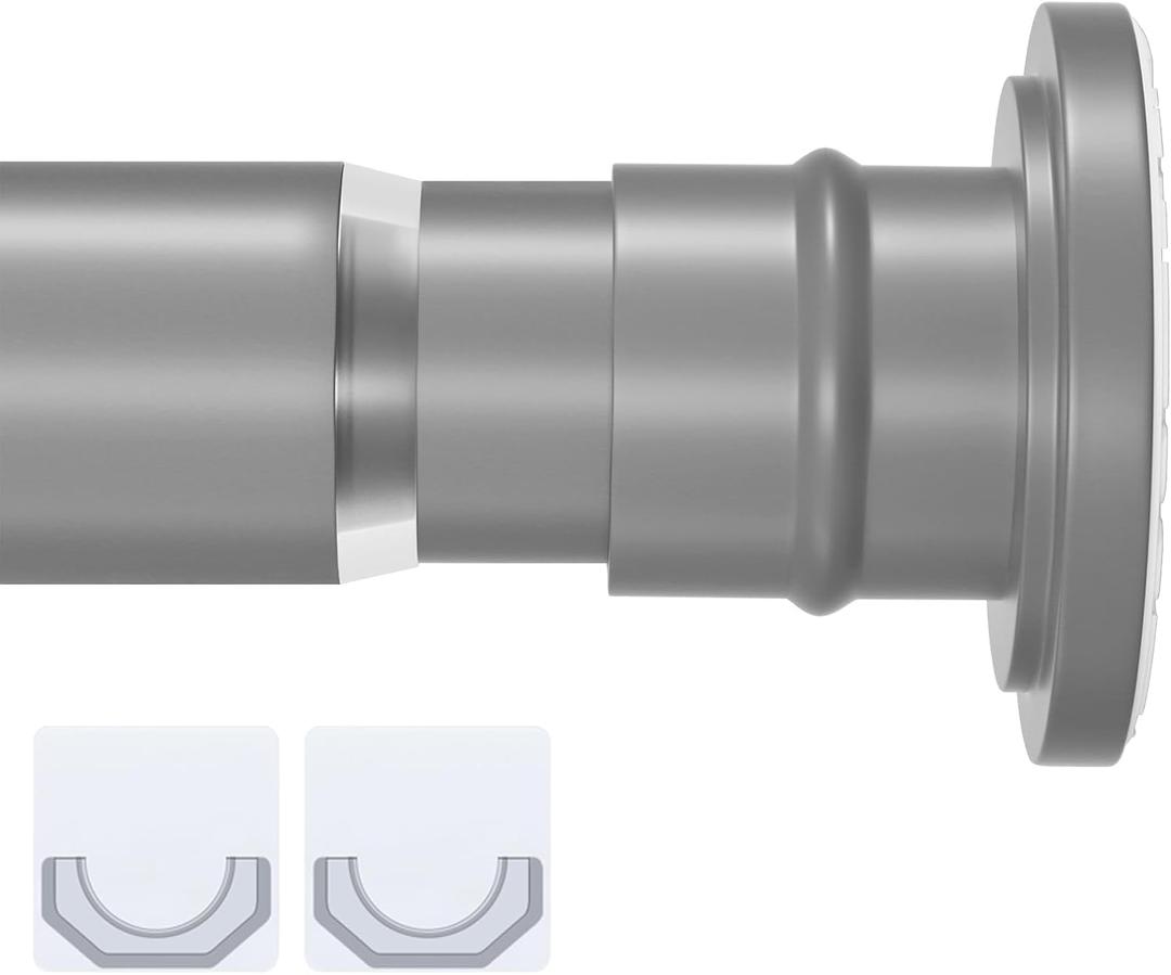 18-32 Inch Small Shower Rod Adjustable Spring Tension Curtain Rod, No Drilling, Rust-Resistant Gray Short Rod for Windows, Closets, or Bathrooms (Y2(18-32in), Grey)