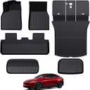 Floor Mats Set for 2025 2026 Tesla Model Y Juniper Accessories, Full Coverage All Weather Floor Mats Cargo Mat with Backrest Protectors