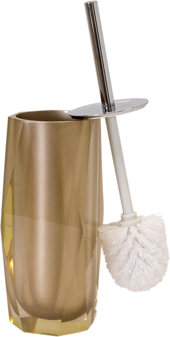 Faceted Toilet Brush, Durable Resin, Discreet Design, Stainless Steel Handle, for Stylish Bathroom Decor, Bronze, 4x16, Sold Individually Faceted Toilet Brush, Durable Resin, Discreet Design, Stainless Steel Handle, for Stylish Bathroom Decor, Bronze, 4x16, Sold Individually