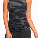 Tankini Swimsuits with Shorts - Two Piece Tummy Control Bathing Suits High Neck Swimwear with Two Side Pockets (Gray, L)