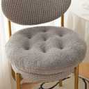 Comfortable Square and Round Artificial Lambswool Chair Pads,Soft Fluffy Chair Seat Cushion Plush Cushions Seat Pad for Home Office Meditation (17 inch(45cm), Round-Gray)