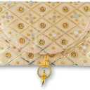 Handmade Indian Purse Wallet Clutch Traditional Ethnic Mirror Work Wedding Shaagun Money Envelope for Celebrations Events Return Gifts (Cream)