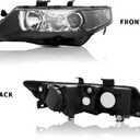 TRIL GEAR Pair of Headlights Assembly AC2518106 AC2519106 LH+RH Replacement for 2004-2005 TSX Black Housing Clear Lens Halogen