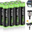 Solar Lights Batteries AAA 1100mah High Capacity 1.2V Ni-MH Rechargeable AAA Solar Battery for Outdoor Solar Lights, Battery String Lights, TV Remotes, Wireless Mouses (AAA1100 Pack 8)