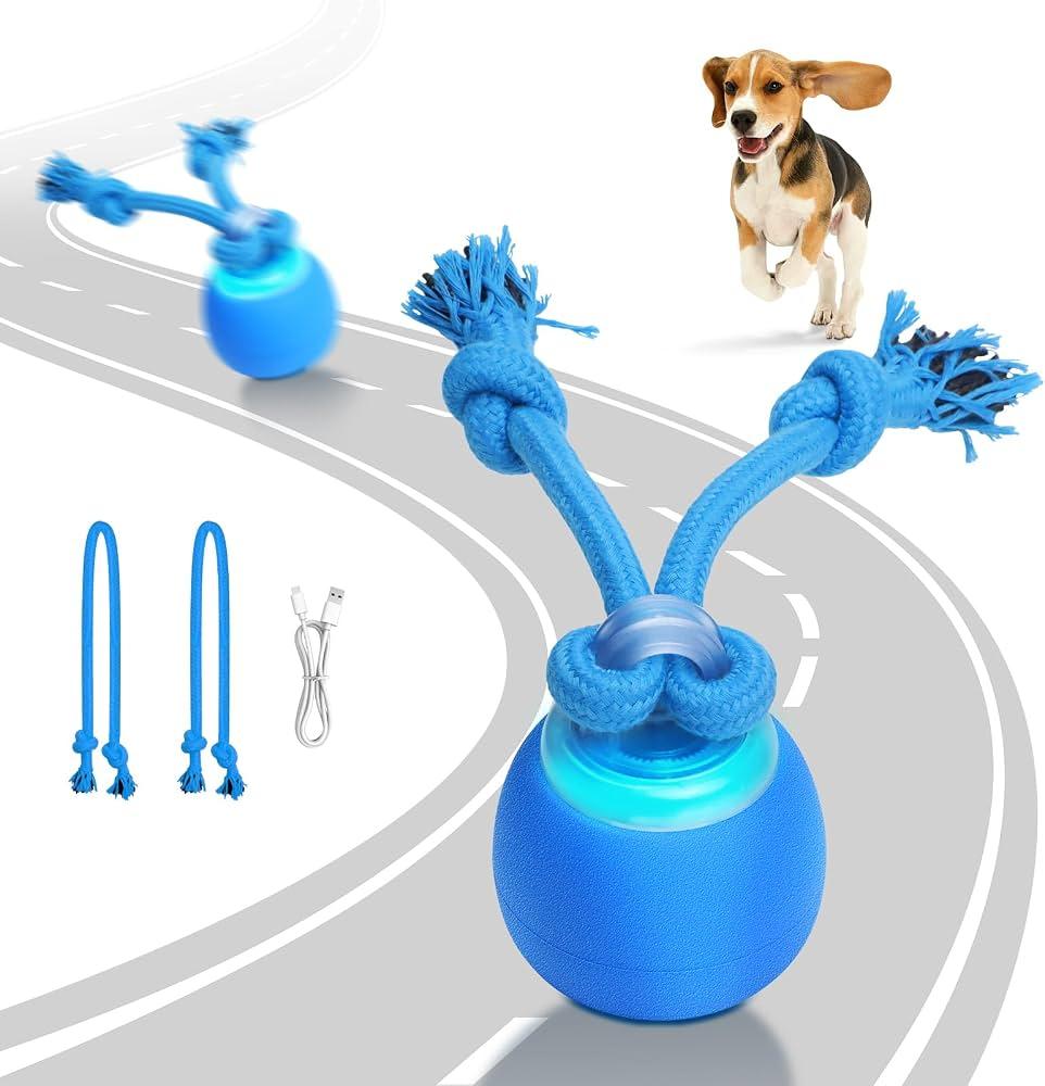 Interactive Dog Toys with Rope -Smart Dog Ball Built-in Barking Sound