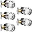 5 Pack Crystal Door Knobs Interior, Elegant Satin Nickel Glass Door Knobs, Keyless Privacy Door Locks for Bedrooms and Bathrooms