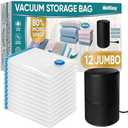 MattEasy Vacuum Storage Bags with Electric Air Pump, 8 Jumbo (39.4x27.5in), Space Saver Bags with Pump, Storage Vacuum Sealed Bags for Clothes, Comforters, Blankets, Bedding