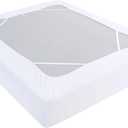 Box Spring Cover Full Size, Elastic Fabric Wrap Around 4 Sides Bed Skirt, Sleek Alternative for Bed Skirts for Hotel/Home, Fits Box Springs up to 13, White