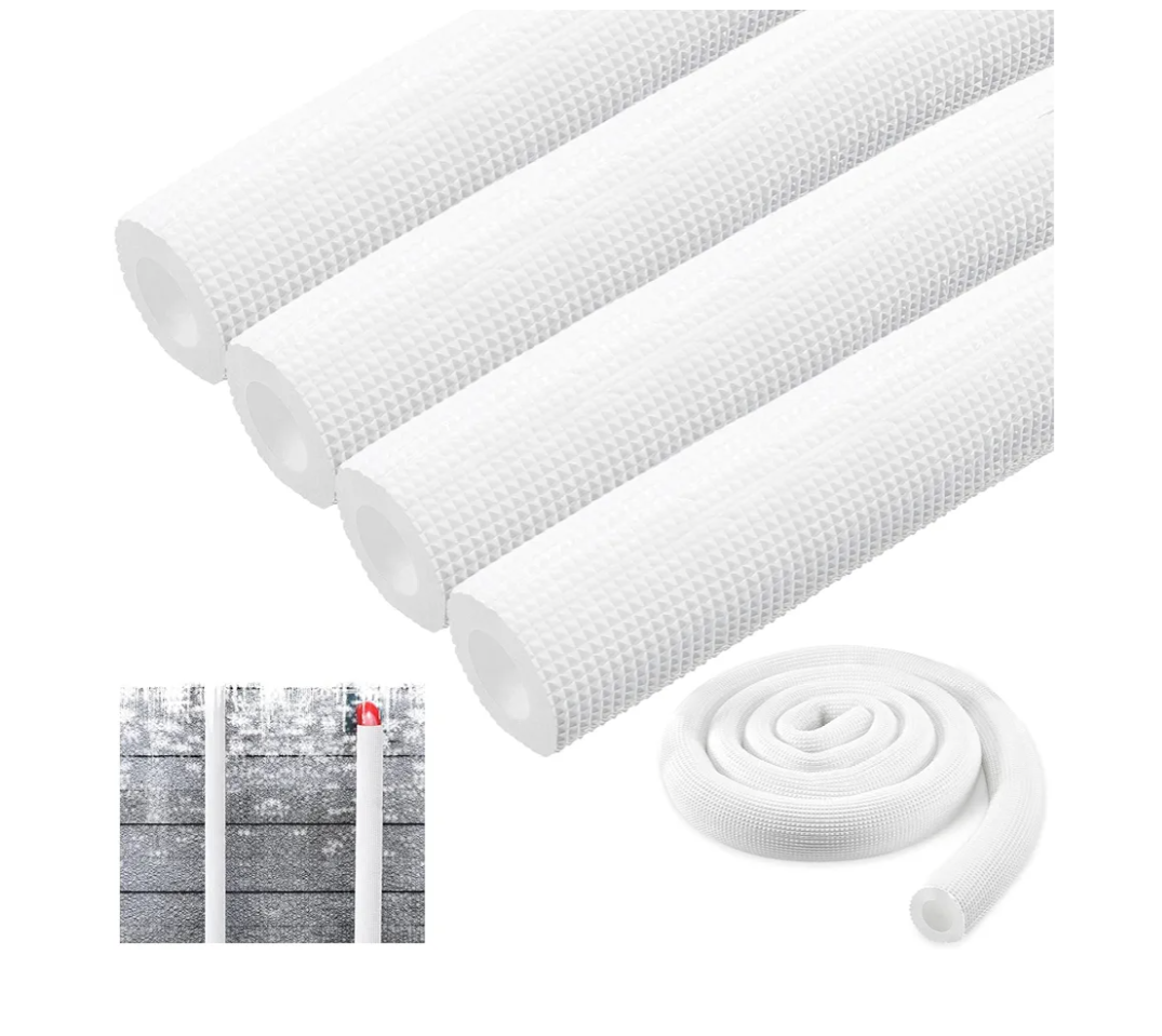 Pangda 4 Pcs 6 ft Pipe Insulation Foam Tube Heat Preservation Insulated Foam Anti Slip Tubing Cover Wrap for Water and Air Conditioning Copper Winter(0.75 x 0.39 x 72 Inch,White)