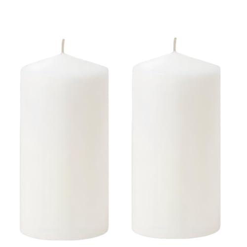 SwandTanpand White Pillar Candle Set - 2 Unscented Decorative,Parties, Large Candles, White Candle Columns, Column Candles Clearance or Kwanzaa, 2.4" x 6" (2PC, 6cmX15cm)