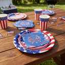 Teenyyou 100 Pcs 250 Year Anniversary Dinnerware Sets Disposable 250 Anniversary Plates and Napkins Set Tableware Serve 25 Guests for Independence Memorial Day Party Supplies