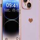 Luxury Women Case for iPhone 13 6.1in | Soft Phone Case | Upgraded Shockproof Corners | Love Heart Protective Phone Cover for iPhone 13 (Purple)