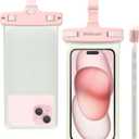 wellhouse Waterproof Phone Pouch, Waterproof Phone Case for iPhone 16 15 14 13 12 Pro Max XS Samsung, IPX8 3D Cellphone Dry Bag Beach Essentials (1 Pack - Luminous Pink7.0, 7 inch)