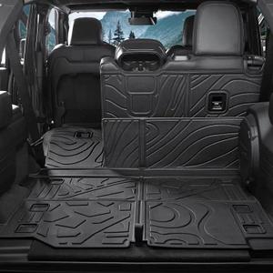 Cargo Mat for 2018-2026 Jeep Wrangler JL 4-Door Accessories | Full-Coverage Cargo Liner & Backrest Mat, 3D Custom Fit, Odorless TPE, All-Weather Protection, Quick Setup, Easy to Clean