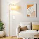 Ambimall 60" Floor Lamp with 3 Color Temperatures, Adjustable Beige Shade, Gold Pole - Tall Lamp for Living Room, Bedroom, Office, Classroom, Dorm - 9W Bulb Included, Beige & Gold, 60 Inches