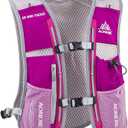 AONIJIE Hydration Vest Pack Backpack 5L Marathoner Running Race Hydration (Rose Red and No Water Bladder)