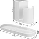 Geelin 3 in 1 Ceramic Kitchen Sink Caddy Dish Sponge Holder Scrub Brush Holder and Soap Tray for Kitchen Organizer White Rustic Farmhouse Supplies(White)