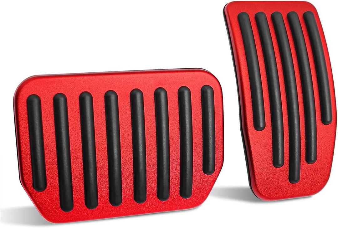 Red Aluminum Gas Brake Pedal Cover Compatible for 2022-2026 Tesla Model Y(Juniper), Compatible for 2018-2026 Model 3 (Highland) Accessories Anti Skip Foot Pedal Cap