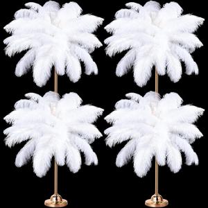 Yunlly 120 Pcs Large Natural Ostrich Feathers Plumes 14-16 Inch Ostrich Plumes Feathers Bulk for DIY Crafts Wedding Party Centerpiece Vase Decor Barrettes Cocktail Hats Decor (White)