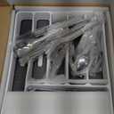 49-Piece Silverware Set with Organizer, Food-Grade Stainless Steel Flatware for 8, Cutlery Utensil Sets with Steak Knives, Rust-proof, Mirror Polished, Dishwasher Safe, Silver Roman Column