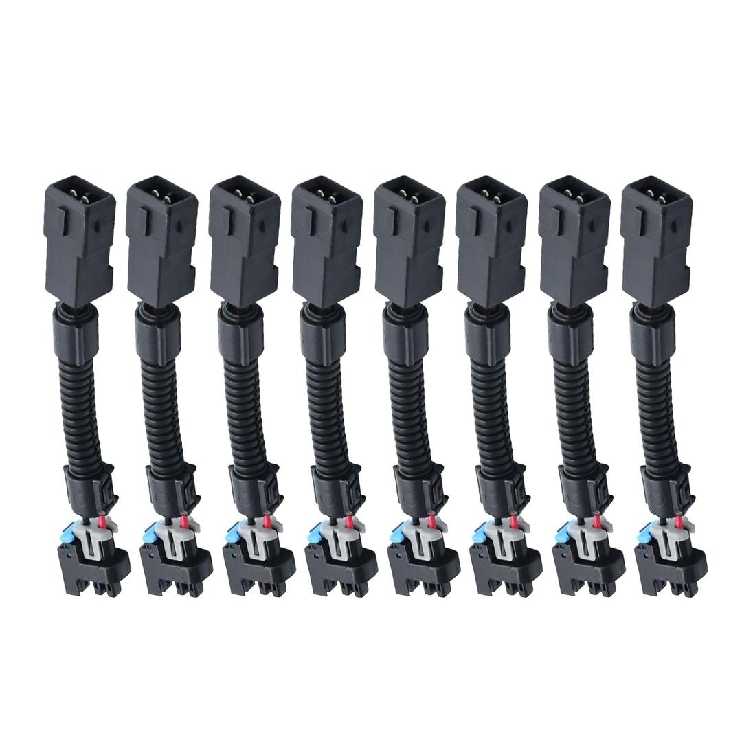 8pcs LS1 LS6 LT1 EV1 Injector Harness，Pigtails to Multec LQ4, LQ9 4.8 5.3 6.0 Delphi Adapters