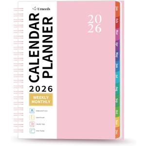2026 Planner - 2026 Planner Weekly and Monthly from Jan. 2026 - Dec. 2026, Weekly Planners 2026 with Inner Pocket, Colorful Tabs, Planners for Women, 8.5" x 6.4" - Pink