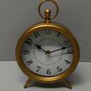 Vintage Table Clock on Stand, Decorative Desk and Shelf Clock Rustic Mantel Clock Non-Ticking, Metal Frame with Antique Gold Finish (10.5"H)