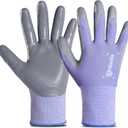 ANDANDA 1/12 Pairs Work Gloves, Strong Grip, Seamless Knit Nylon Nitrile Work Gloves Men Suitable for General Work, Purple