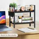 Bathroom Countertop Organizer with Basket & Hooks, 2 Tier Bathroom Organizers and Storage for Perfume, Cologne, Spice, Black Vanity Organizer for Kitchen, Office and Under Sinks (11.6" x 6.7" x 11.8")