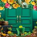 XCKALI Happy St. Patrick's Day Backdrop Green Door Hat Lucky Shamrock Photography Background Spring Irish St. Patrick's Day Party Decoration (8x6ft)