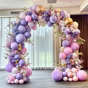 Purple Pink Balloon Garland Arch Kit 174Pcs Dusty Purple Pestal Pink Chrome Gold Nude Balloons for Spring Girls Birthday Party Baby Shower Decorations
