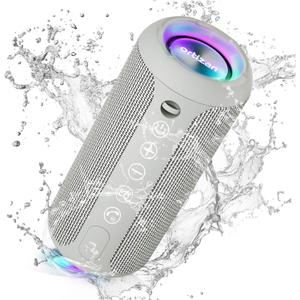 Ortizan Portable Bluetooth Speaker, IPX7 Waterproof Wireless Speaker with 24W Loud Stereo Sound, Outdoor Speakers with Bluetooth 5.0, 30H Playtime,66ft Bluetooth Range, Dual Pairing for Home (Gray)