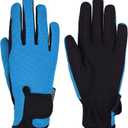 3 x Kids Horse Riding Gloves Children Equestrian Kids Gloves Child Horseback Bike Gardening Boys & Girls Mittens Pony Youth Outdoor Mitts (Age 12-14 years, Blue)