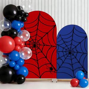 2 Set Cartoon Arch Covers 6ft 7.2ft Round Top Backdrop Covers for Cartoon Birthday Baby Shower Party Supplies (Spider)