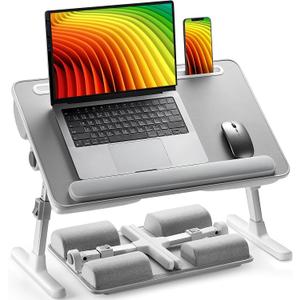 HUANUO Laptop Bed Desk, Laptop Tray Computer Lap Desk for Bed Couch Sofa, Bed Tray for Working, Eating, Foldable Lap Stand Table with Height Adjustment & 35 Adjustable Tilt Angle, HNLD19G