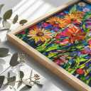 Bgraamiens-Mosaic Art Flowers-1000 Pieces Puzzle for Adults, Stained Glass Jigsaw with Flowers, Impossible Puzzle Color Challenge Hard Puzzles for Adults