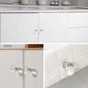 4 Pack Glass Cabinet Knobs and Pulls, Oval Crystal Cabinet Knobs for Dresser Drawers, Brushed Nickel Kitchen Egg Shape