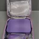 Preppy Lunch Box for Girls with 10oz Thermo, with 6 Compartment Bento Box, Purple Nylon Insulated Lunch Bag Adjustable Strap for Girl Kids Teens School Travel Picnic