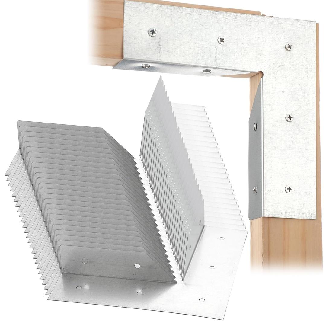 Shimeyao 25 Pcs Hurricane Tie Galvanized Rigid Tie Angle Rafter Brackets Galvanized Joist Hangers Hurricane Straps for Rafters, Roofing Trusses, Wood Timber