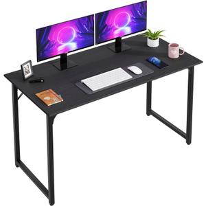 PayLessHere | 47 Inch Computer Desk | Black | Office Desk with Metal Frame, Adjustable Feet | Water-Resistant, Scratchproof Surface | Sturdy Writing Table for Home Office or Study | Pack of 1, Black 