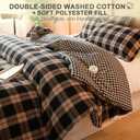 100% Cotton Comforter Set King Size Reversible Yarn-Dyed Checkered Design, Soft Washed Cotton on Both Sides, Lightweight All-Season Bedding, Machine Washable(Black Red Plaid, 104x90)