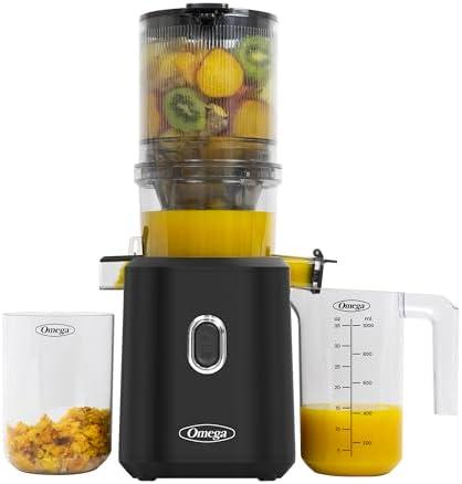 Omega Cold Press Juicer Time Saving Series Slow Masticating for Batch Juicing Vegetable and Fruit Juice Extractor with Extra Large Hopper for Less Prep, 150-Watts, Black Jug Is Damaged