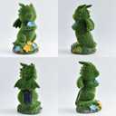 Solar Dragon Statue Garden Decor Green Flocked Resin Figurine with LED Flower Lights, Outdoor Waterproof Lawn Ornament for Patio Lawn Yard Pathway Tree Cute Animal Lover Gift