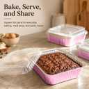 20 Pack Pink 8x8 Inch Disposable Aluminum Foil Pans | Clear Plastic Lids, Square Cake Pans, Baking, Meal Prep & Storage, Heating & Cooking